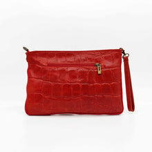 Cargar imagen en el visor de la galería, Bolso bandolera de piel grabada efecto cocodrilo
