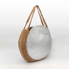 Cargar imagen en el visor de la galería, Bolso de yute redondo PLATA
