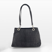 Cargar imagen en el visor de la galerÃa, Bolso de hombro de piel espiga asas largas color negro. LaNievina