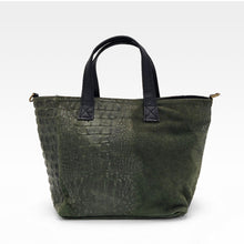 Cargar imagen en el visor de la galería, Bolso de mano de ante con estampado coco verde, en LaNievina