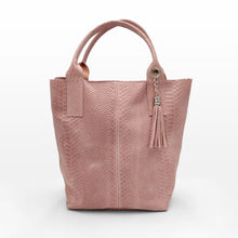 Cargar imagen en el visor de la galería, Bolso shopper de piel efecto cocodrilo rosa palo