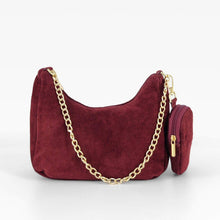 Cargar imagen en el visor de la galerÃa, Bolso baguette de ante con cadena y cartera