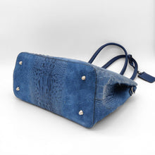 Cargar imagen en el visor de la galerÃa, Bolso shopper dúo texturas, ante y piel de coco, azul., fondo LaNievina