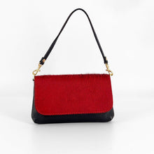 Cargar imagen en el visor de la galería, Bolso mini de piel con solapa de potro, diseño animal print cebra