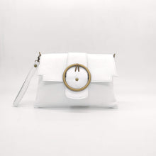 Cargar imagen en el visor de la galería, Bolso de piel blanco con hebilla de LaNievina, frontal